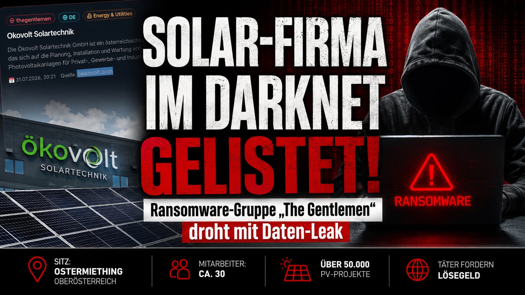 Solar-Firma im Darknet gelistet: The Gentlemen droht Ökovolt Solartechnik aus Ostermiething mit Daten-Leak