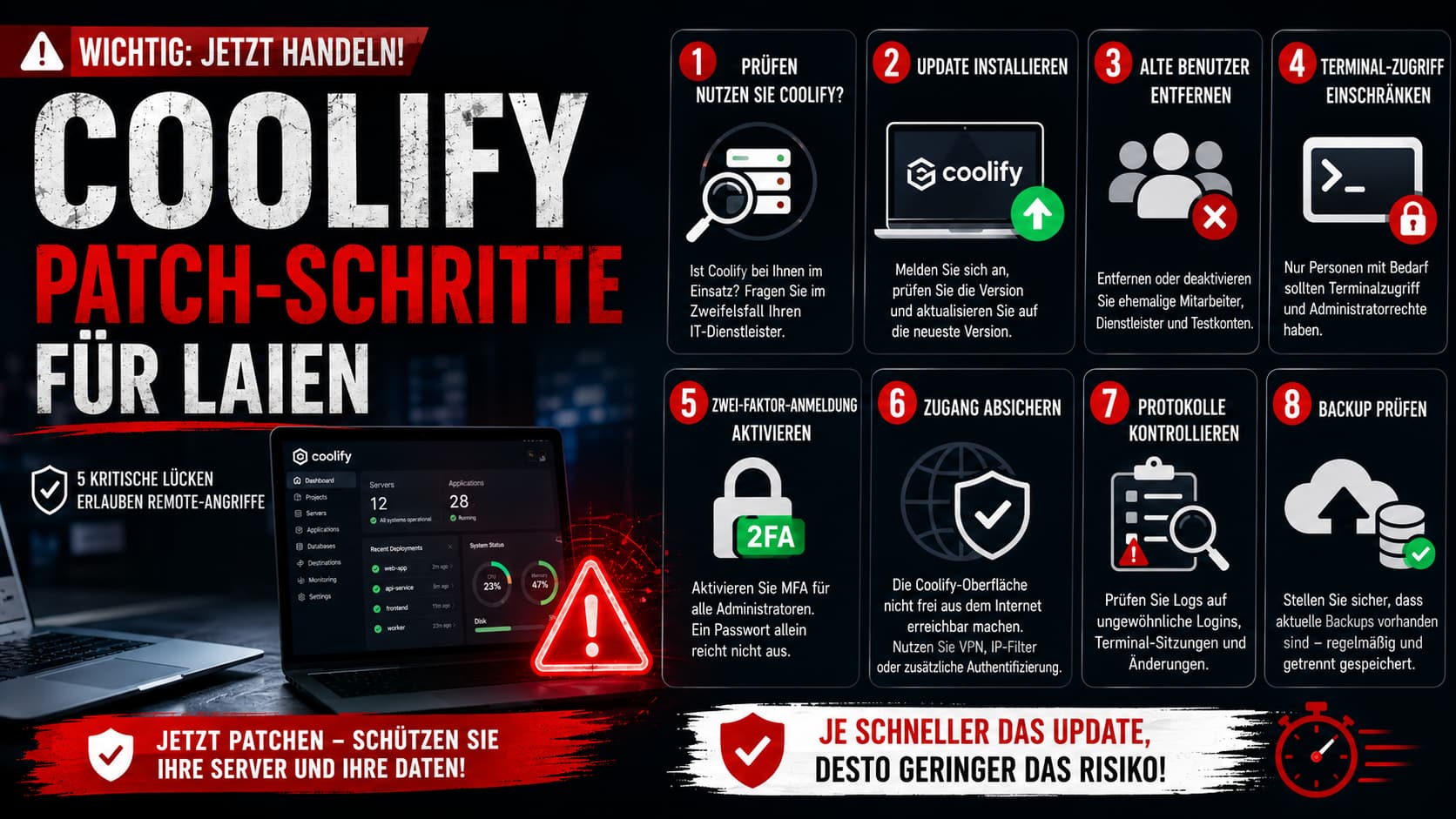 Coolify Patch-Schritte für Laien – 8-Schritte-Anleitung