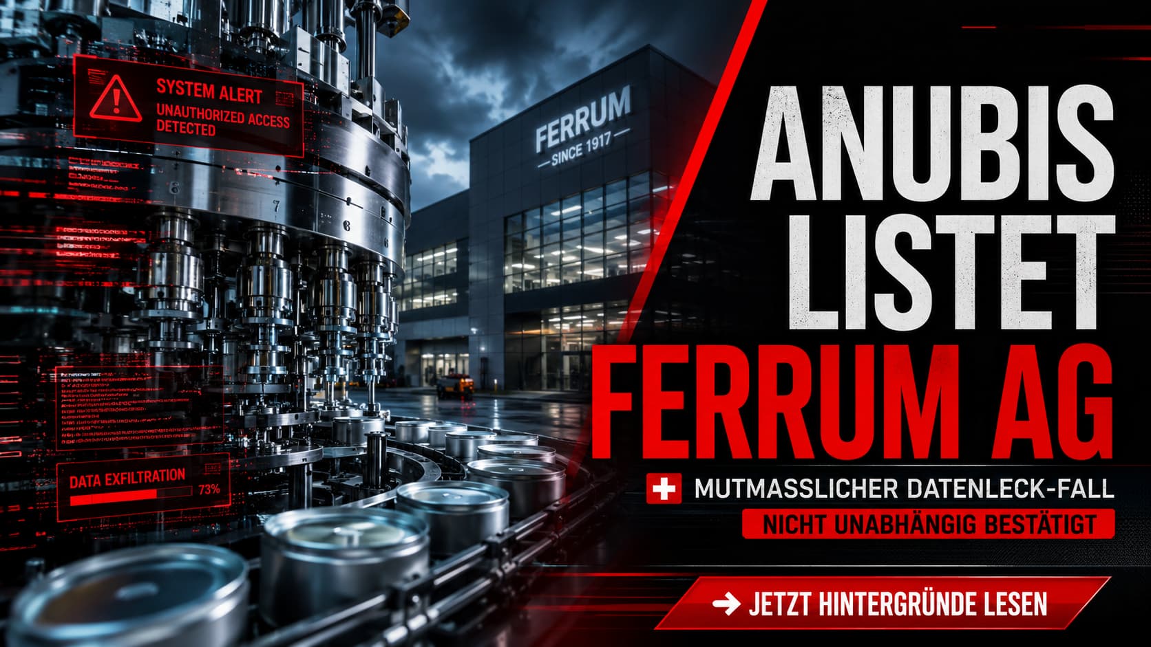 Ferrum AG gehackt? Anubis listet Ferrum AG im Darknet