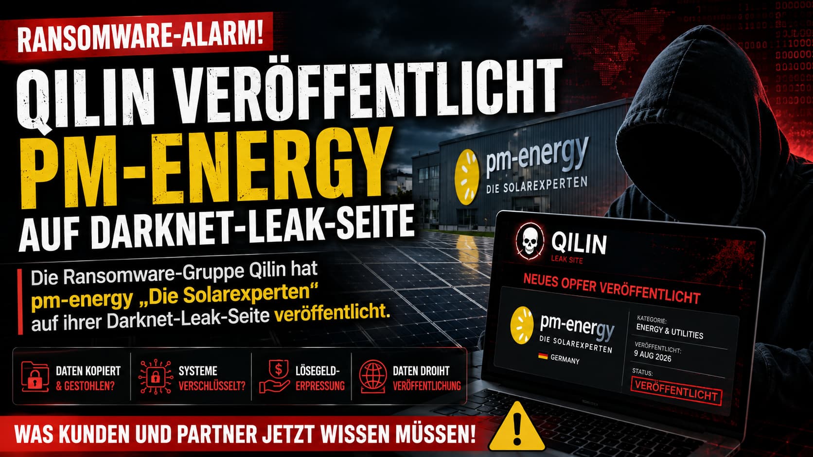 Ransomware-Alarm: Qilin veröffentlicht pm-energy „Die Solarexperten“ auf seiner Darknet-Leak-Seite
