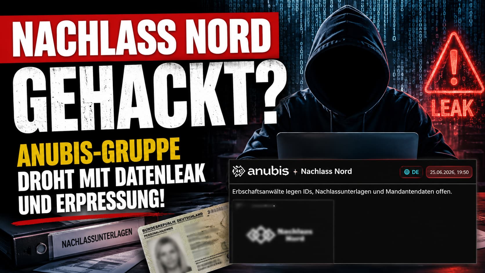 Nachlass Nord auf der Leak-Seite der Anubis-Ransomware-Gruppe gelistet