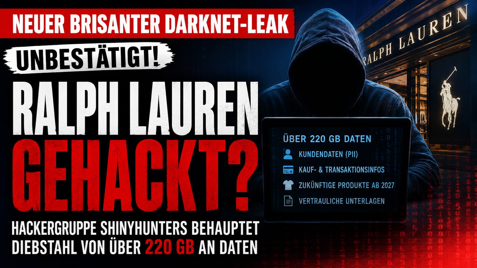 Ralph Lauren gehackt – ShinyHunters behauptet 220 GB Darknet-Leak