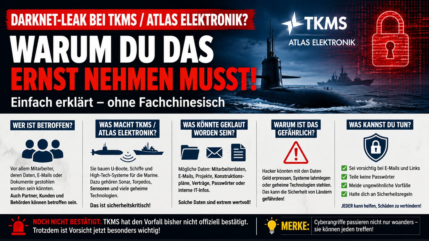 Warum der TKMS / Atlas Elektronik Darknet-Leak ernst genommen werden muss – einfach erklärt