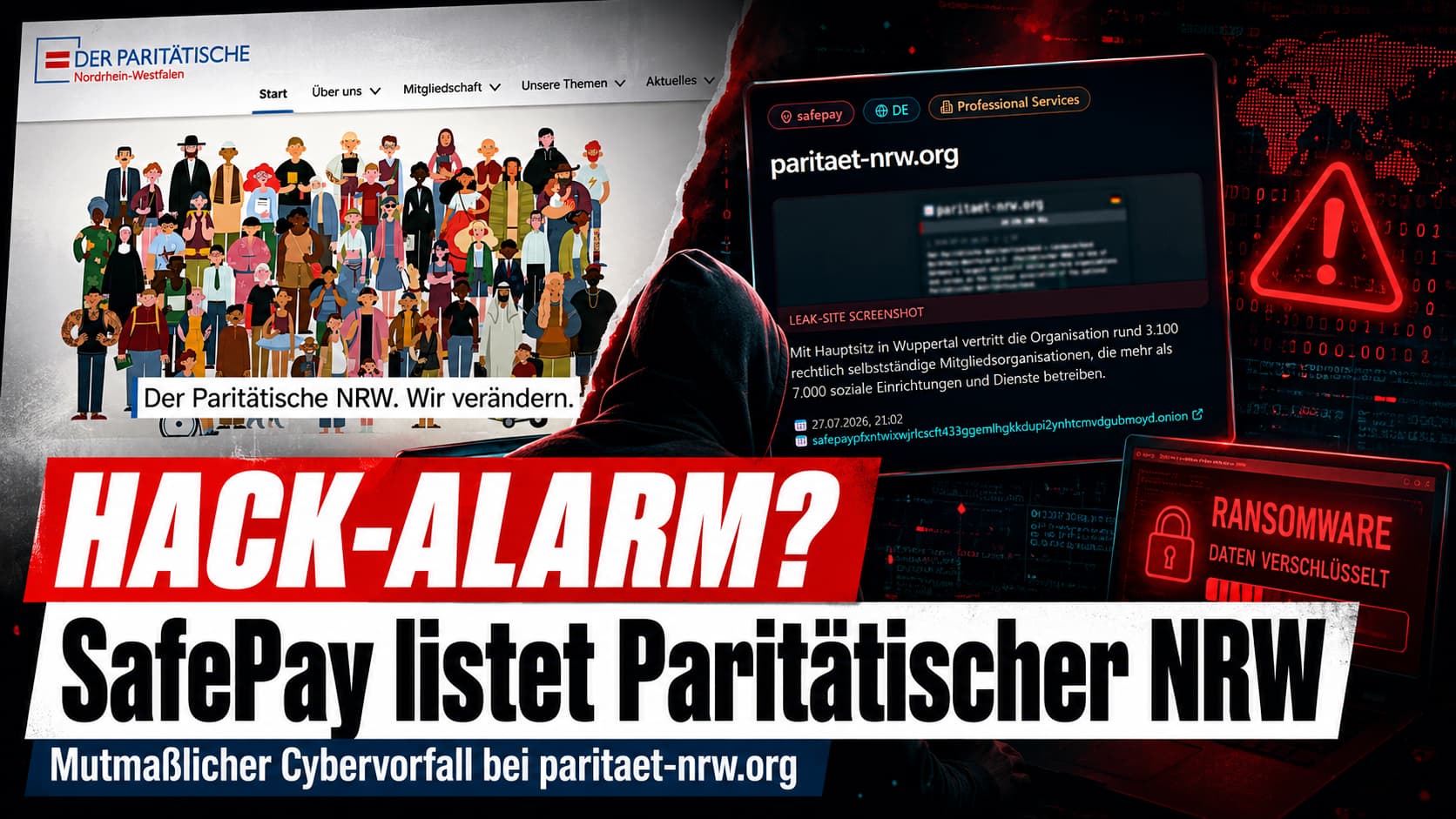 Cyber-Alarm: SafePay listet Paritätischer NRW (paritaet-nrw.org, Wuppertal) auf der Leak-Seite