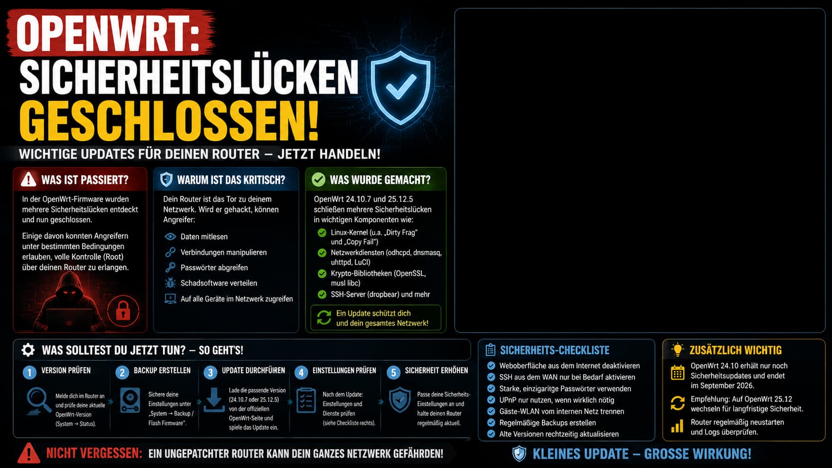 OpenWrt Sicherheit: Update schützt dich – Was war los, warum ist das kritisch, was wurde gemacht