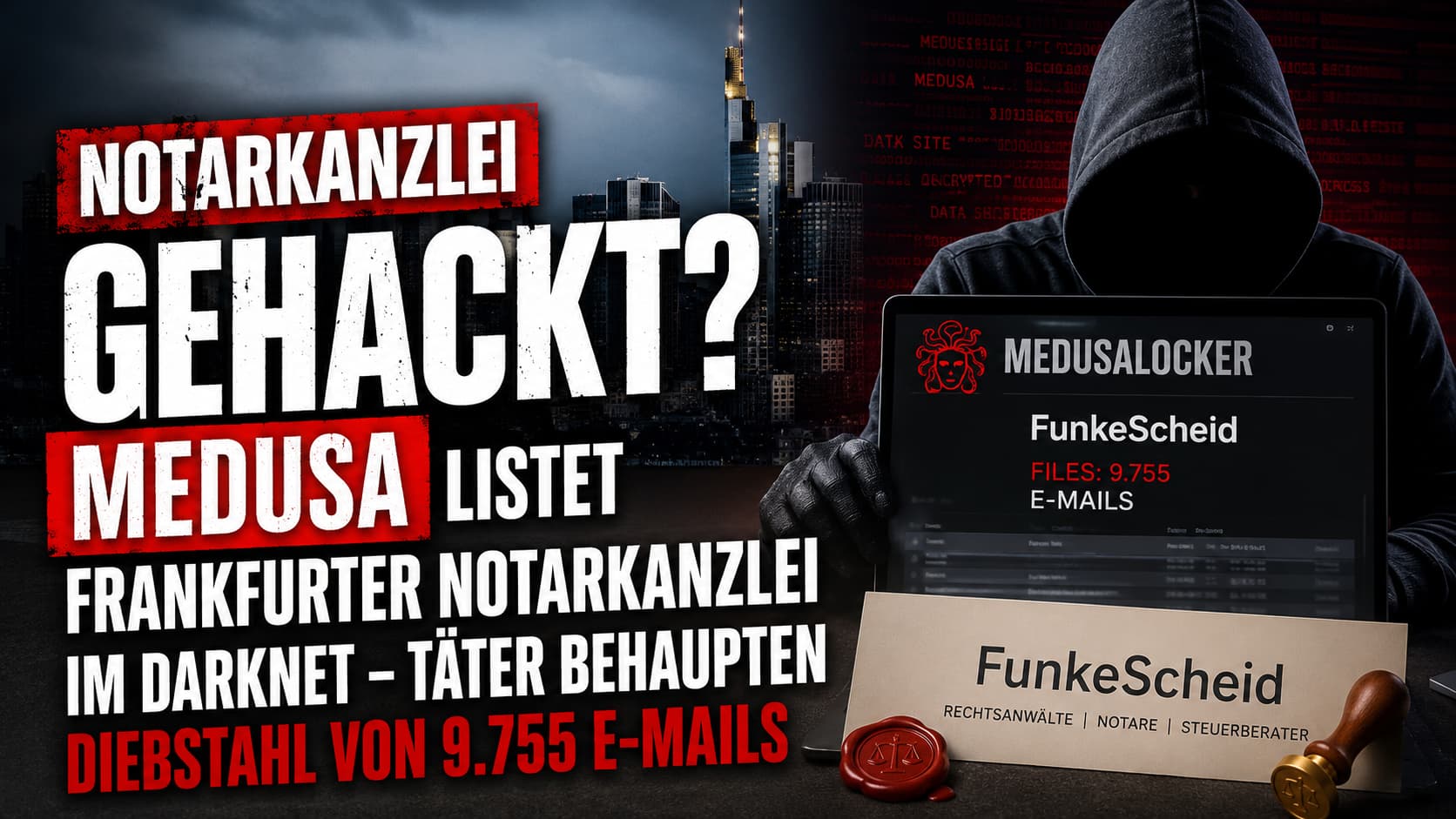 Notarkanzlei gehackt? Medusa listet Frankfurter Notarkanzlei FunkeScheid im Darknet – 9.755 E-Mails