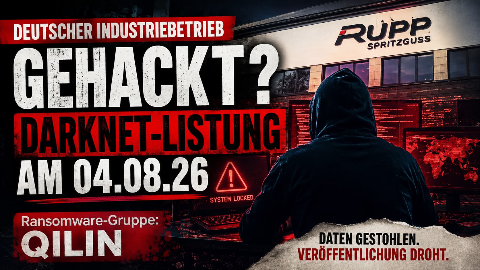 Darknet-Alarm: Ransomware-Gruppe Qilin listet RUPP Spritzguss aus Eppingen-Rohrbach auf ihrer Leak-Seite