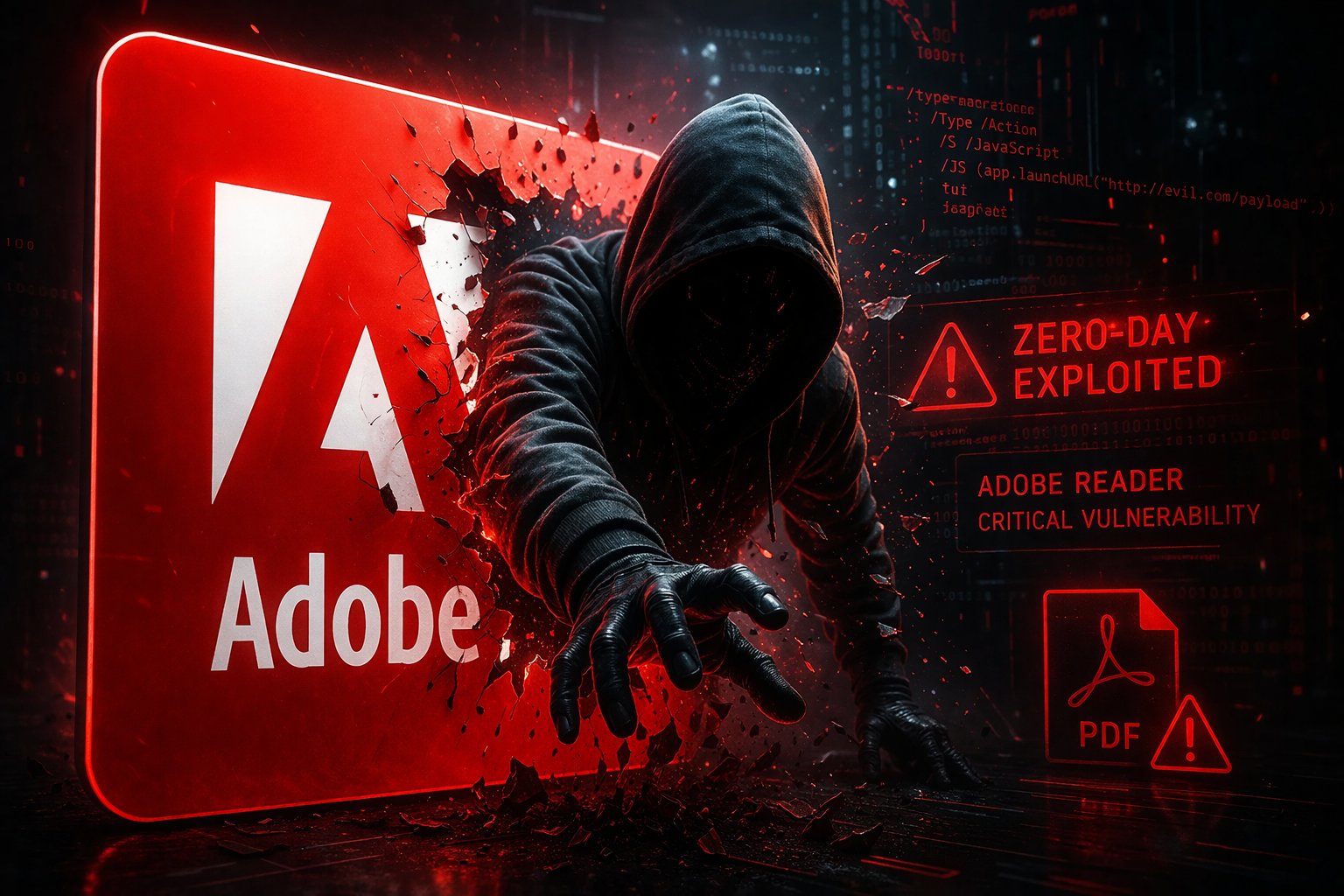 Hacker klettert aus dem Adobe Reader Logo – Zero-Day-Angriff über PDF