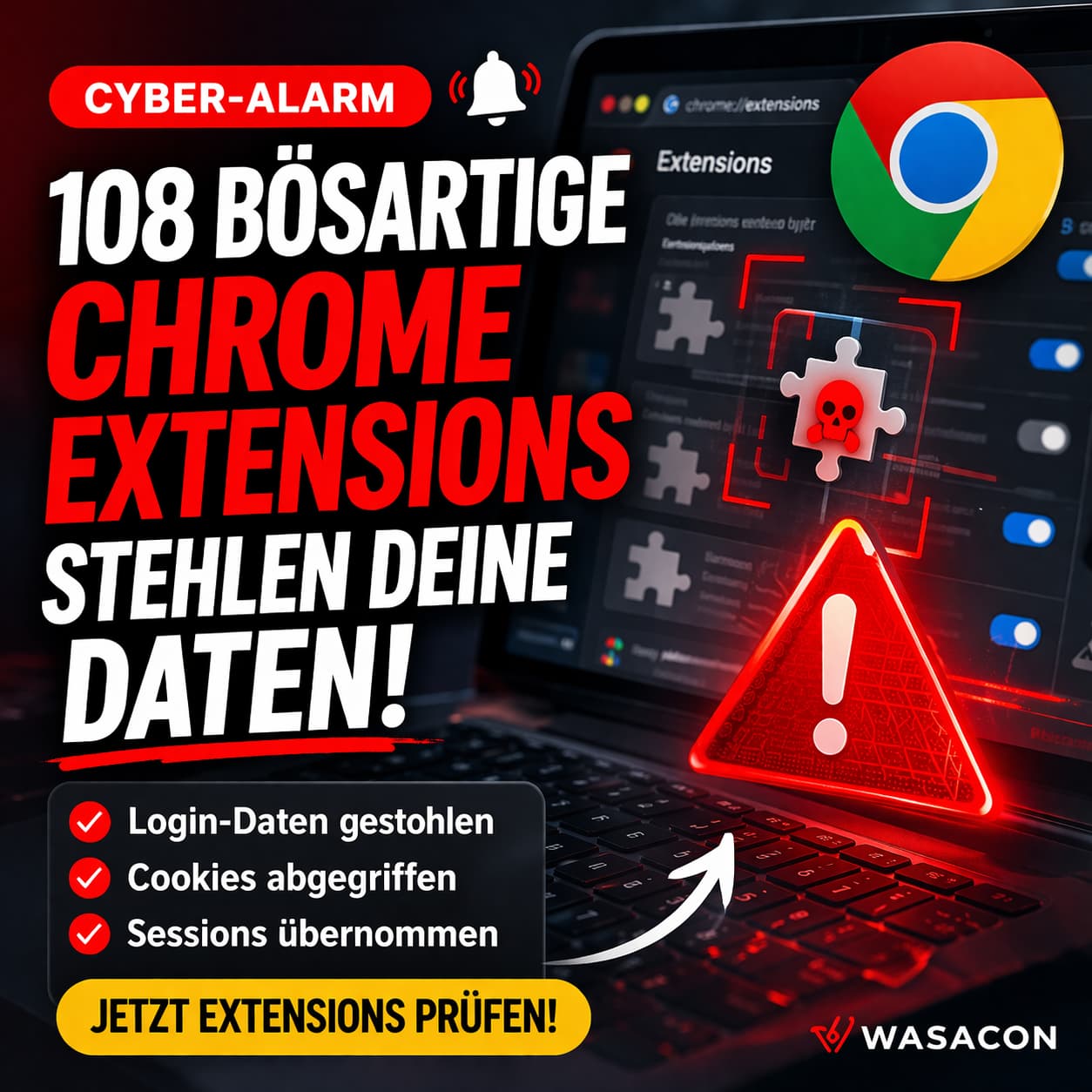 108 bösartige Chrome-Erweiterungen stehlen Daten – Cybersecurity-Warnung