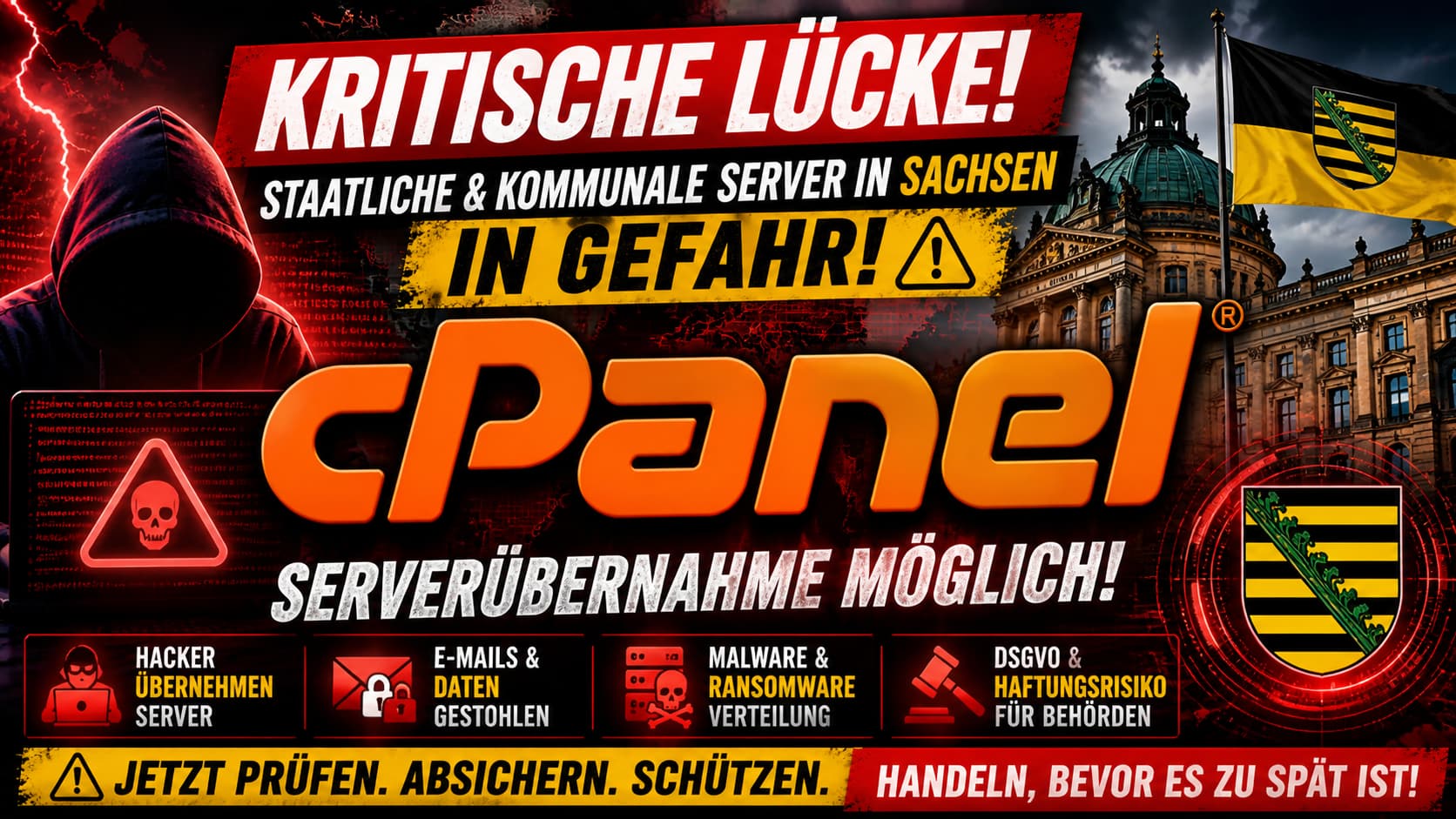 Kritische cPanel-Sicherheitslücke – staatliche und kommunale Server in Sachsen in Gefahr, Serverübernahme möglich