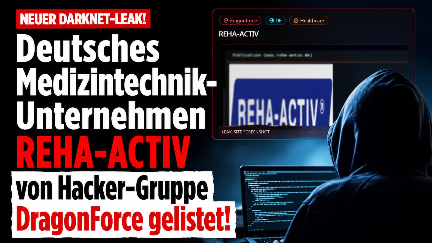 DragonForce listet REHA-ACTIV Medizintechnik im Darknet – Leak-Site Screenshot