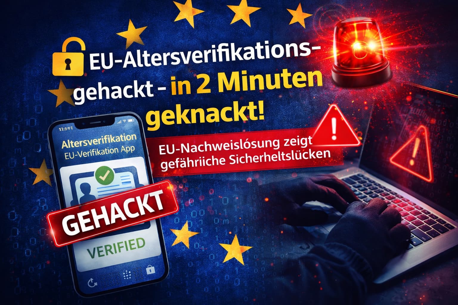 EU-Altersverifikations-App auf Smartphone mit Sicherheitswarnung