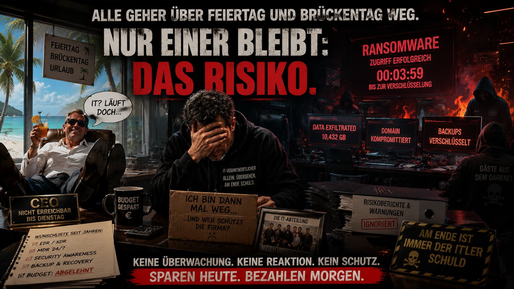CEO am Strand, IT-Verantwortlicher allein vor Ransomware-Countdown – Risiko an Feiertagen und Brückentagen
