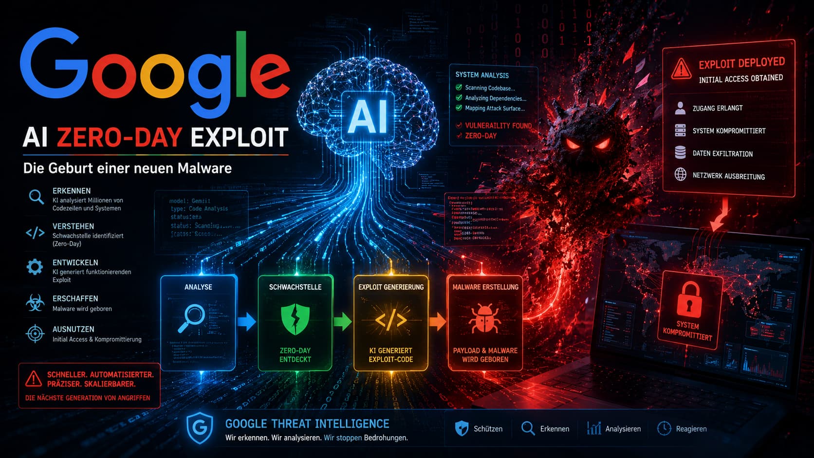 Google Threat Intelligence: KI-generierter Zero-Day-Exploit greift Unternehmen autonom an