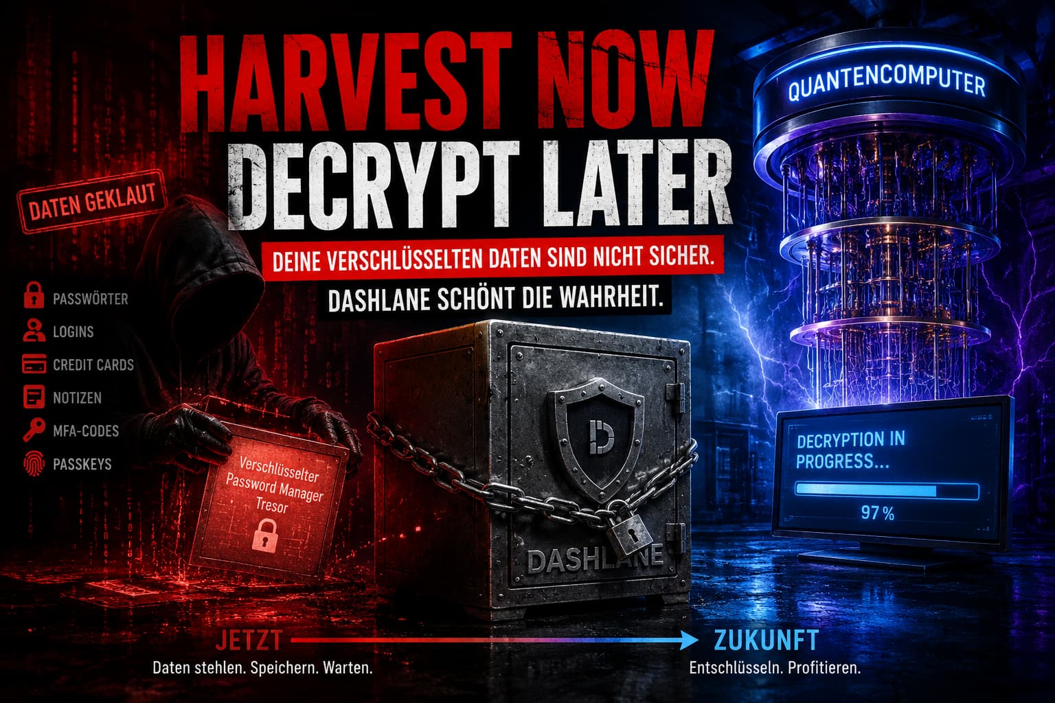 Harvest Now, Decrypt Later: Angreifer kopieren heute verschlüsselte Tresore, Quantencomputer entschlüsseln sie später