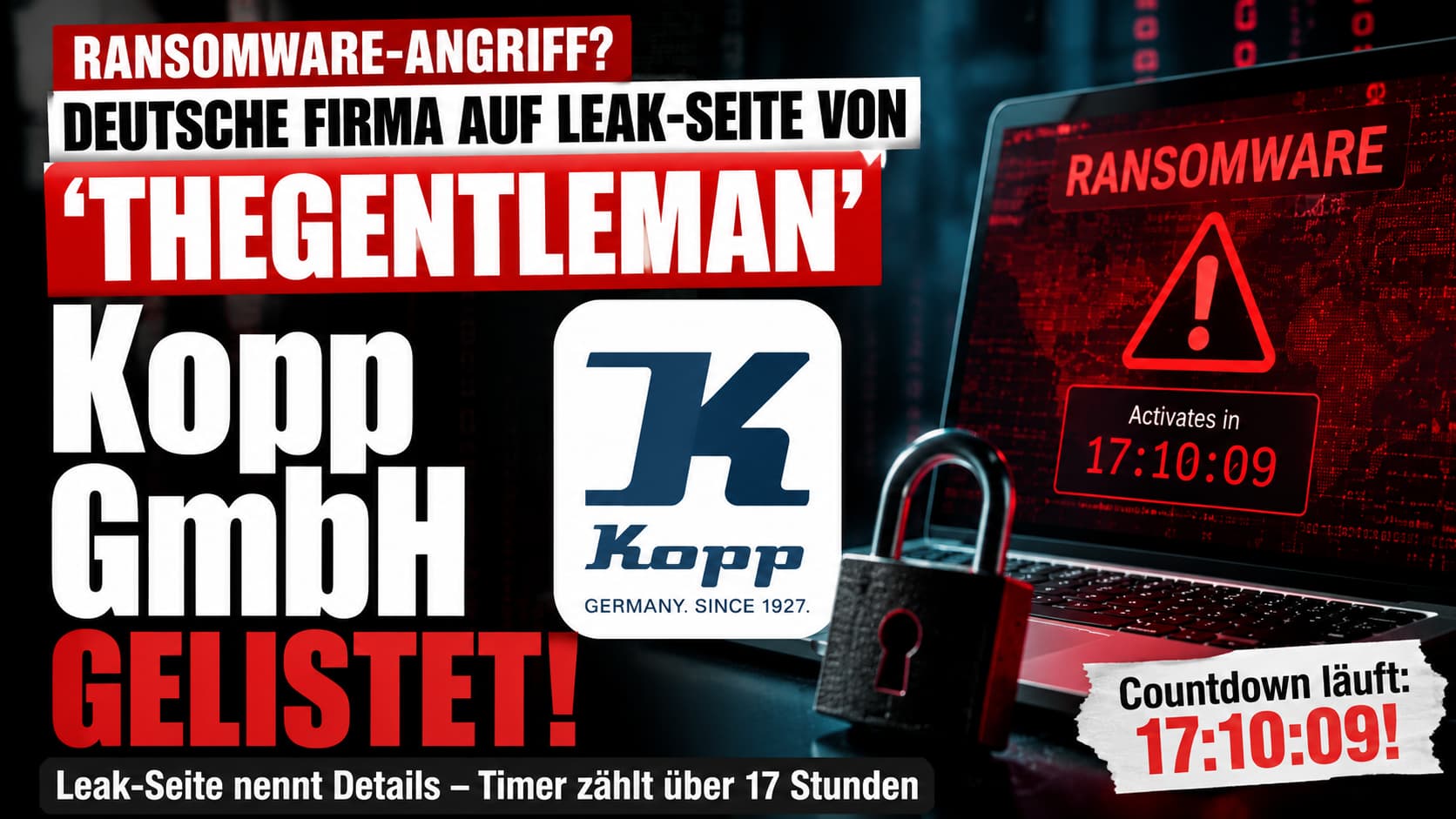 Heinrich Kopp GmbH auf TheGentleman Ransomware-Leak-Seite mit Countdown
