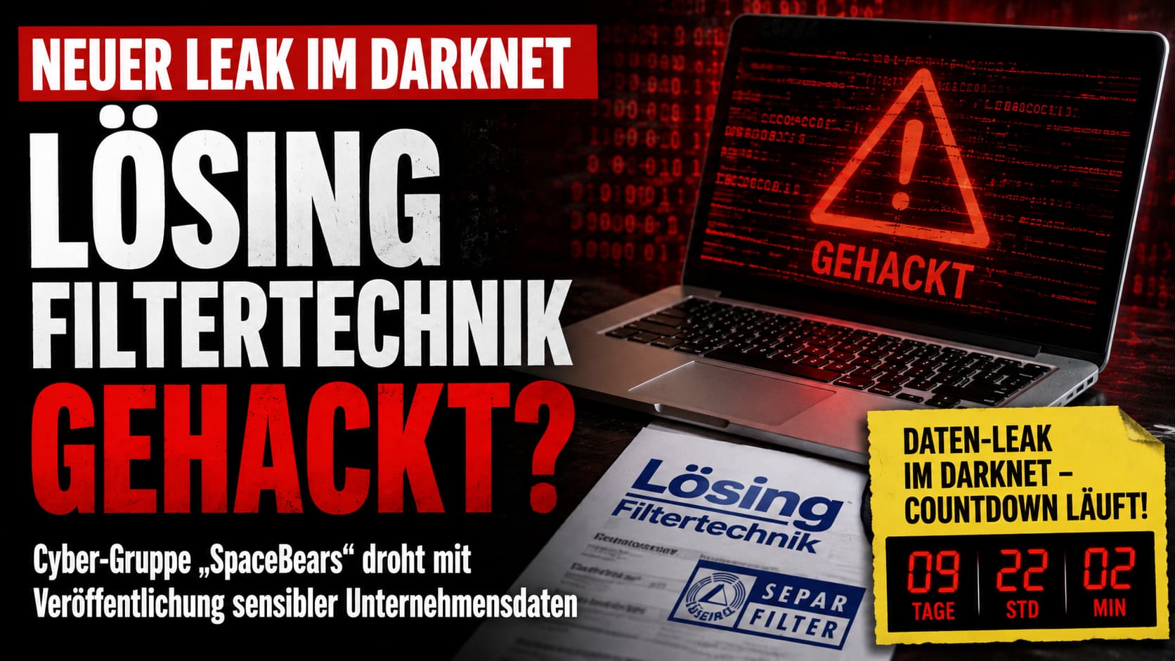 Lösing Filtertechnik – SpaceBears Darknet-Leak mit Countdown