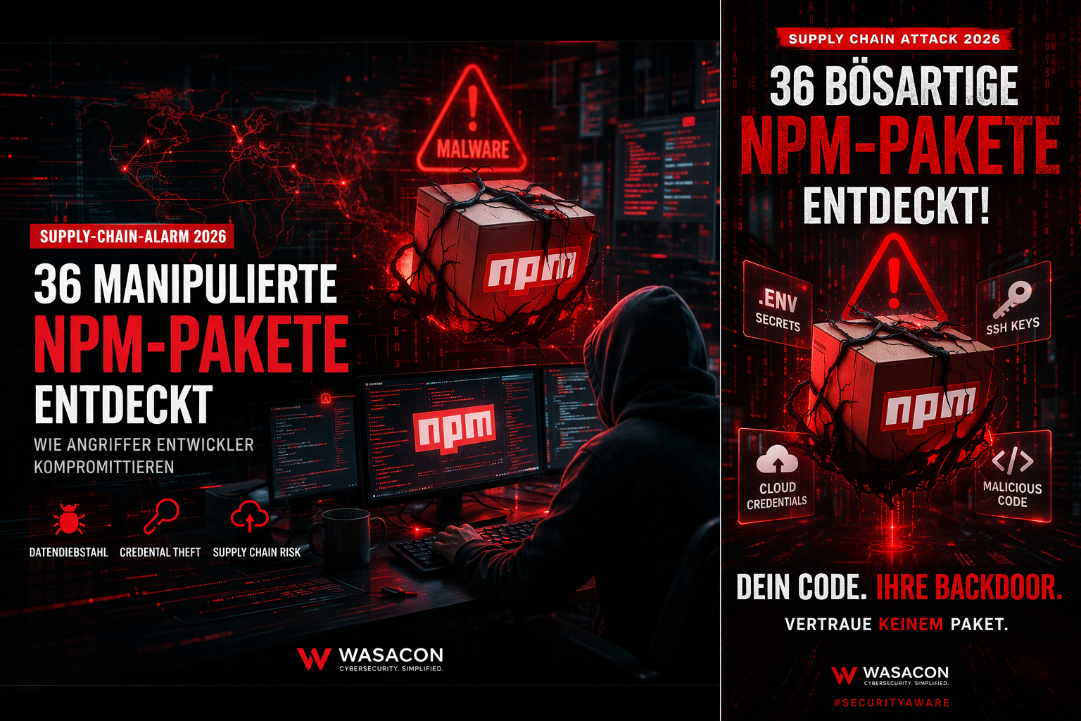 npm Supply-Chain-Angriff Visualisierung