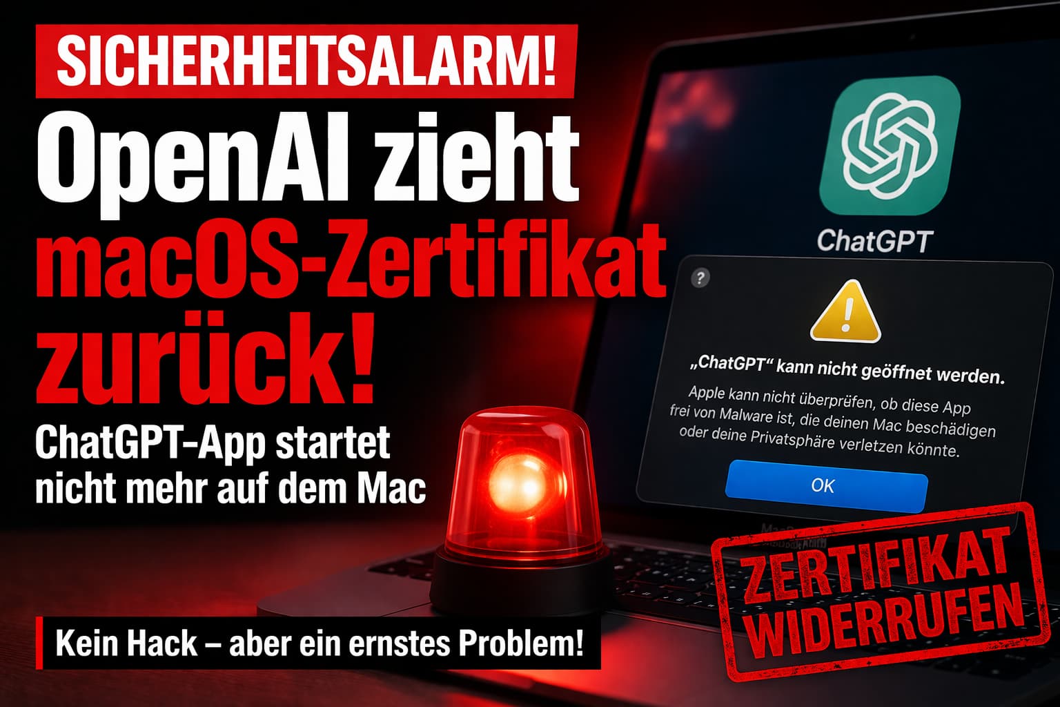 OpenAI zieht macOS-Zertifikat zurück – ChatGPT App Ausfall