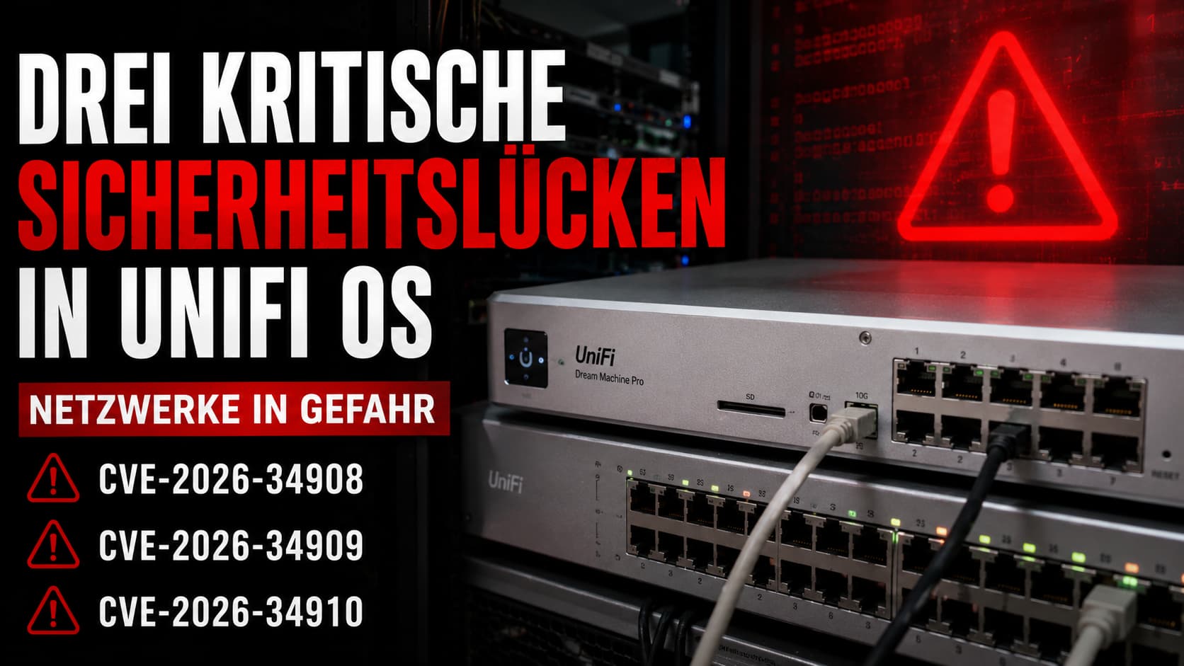 Drei kritische Sicherheitslücken in UniFi OS – CVE-2026-34908, 34909, 34910 gefährden Unternehmensnetzwerke