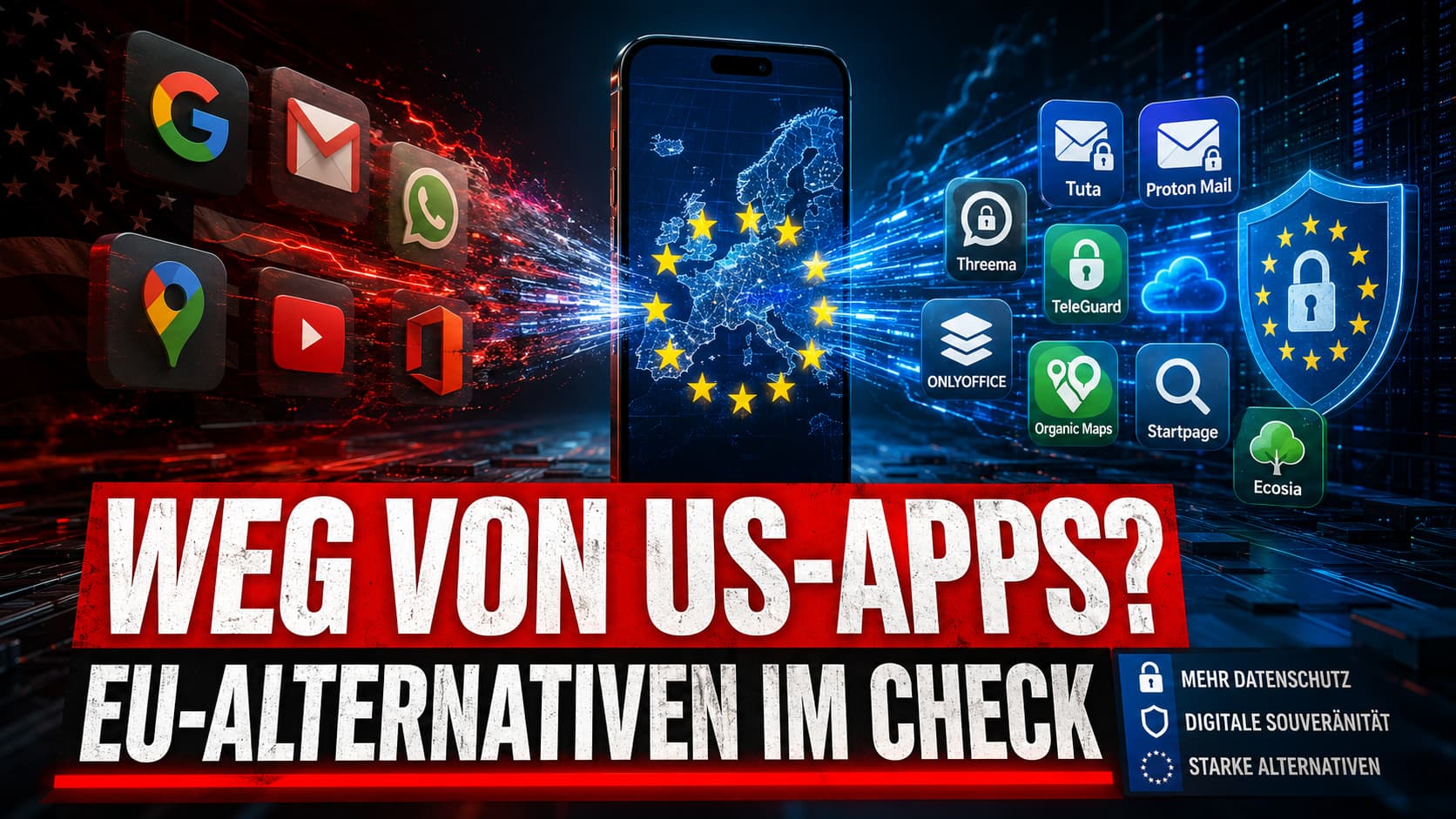 Weg von US-Apps – europäische Alternativen wie Tuta, Proton, Threema und OnlyOffice für digitale Souveränität, Wasacon Kreis Heinsberg