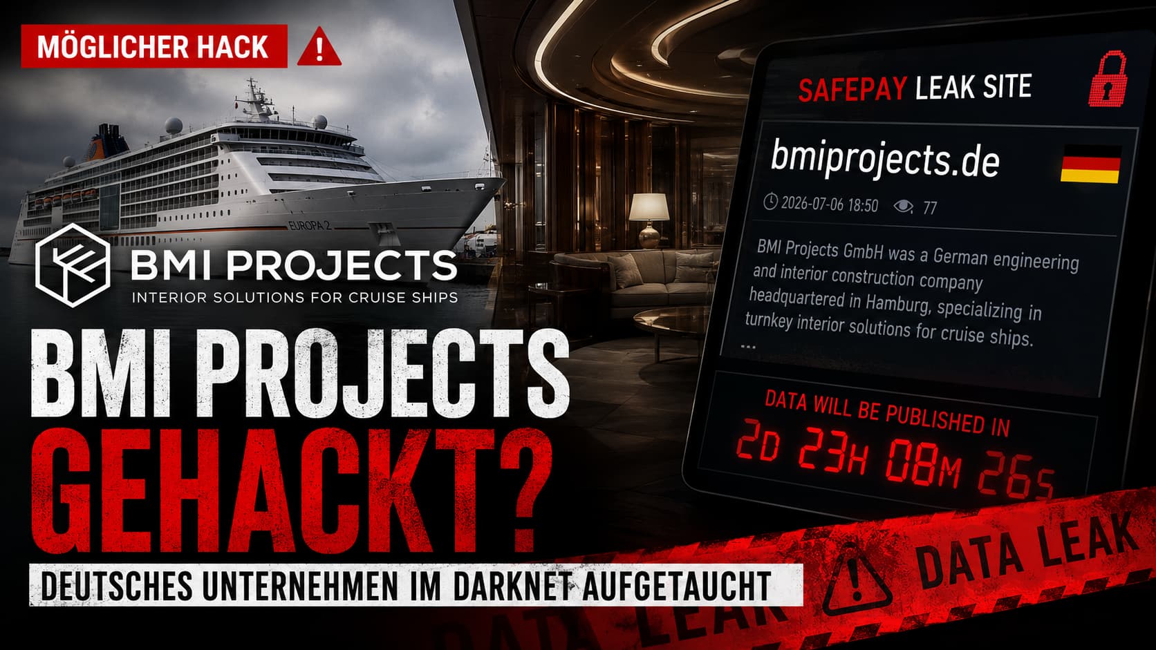 BMI Projects GmbH auf SafePay Darknet-Leak-Seite mit Countdown – Ransomware-Bande behauptet Datenbesitz (unbestätigt)