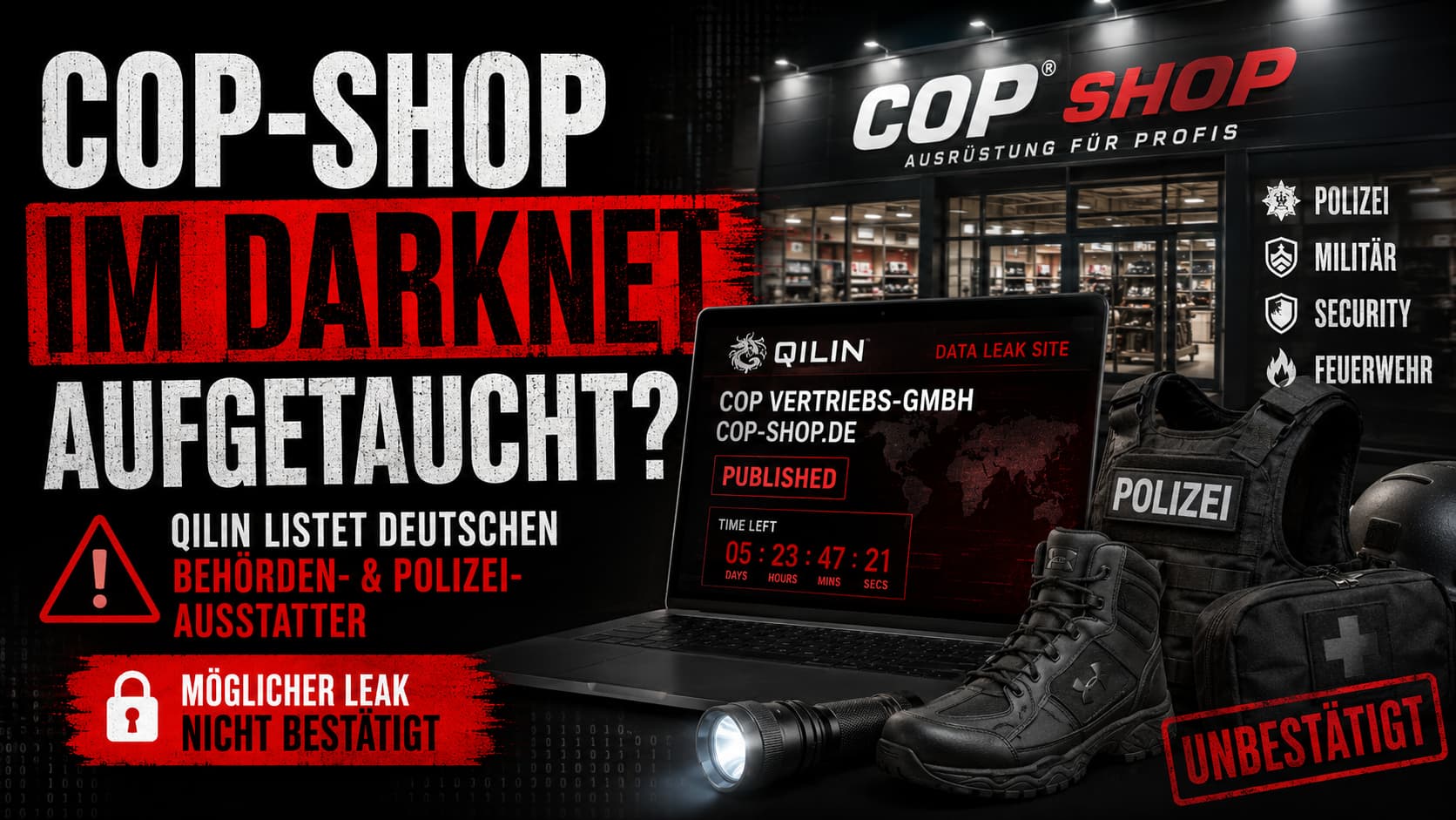 COP-SHOP im Darknet – Qilin listet COP Vertriebs-GmbH (unbestätigte Täter-Behauptung)