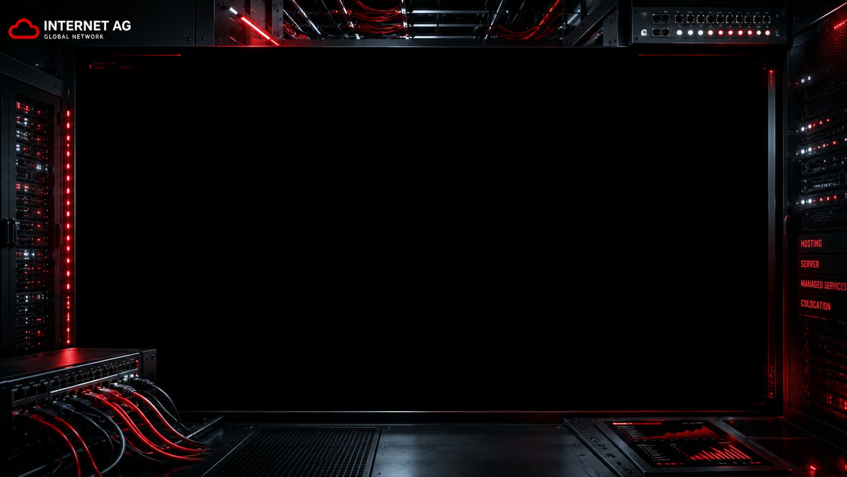 Serverraum-Frame mit Terminal-Overlay – schematische Darstellung eines Ransomware-Angriffs