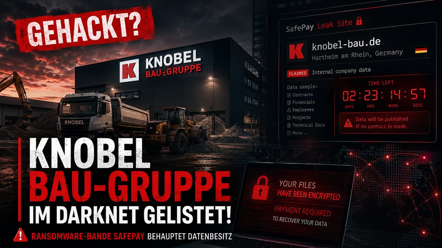KNOBEL Bau-Gruppe auf SafePay Darknet-Leak-Seite mit Countdown – Ransomware-Bande behauptet Datenbesitz (unbestätigt)