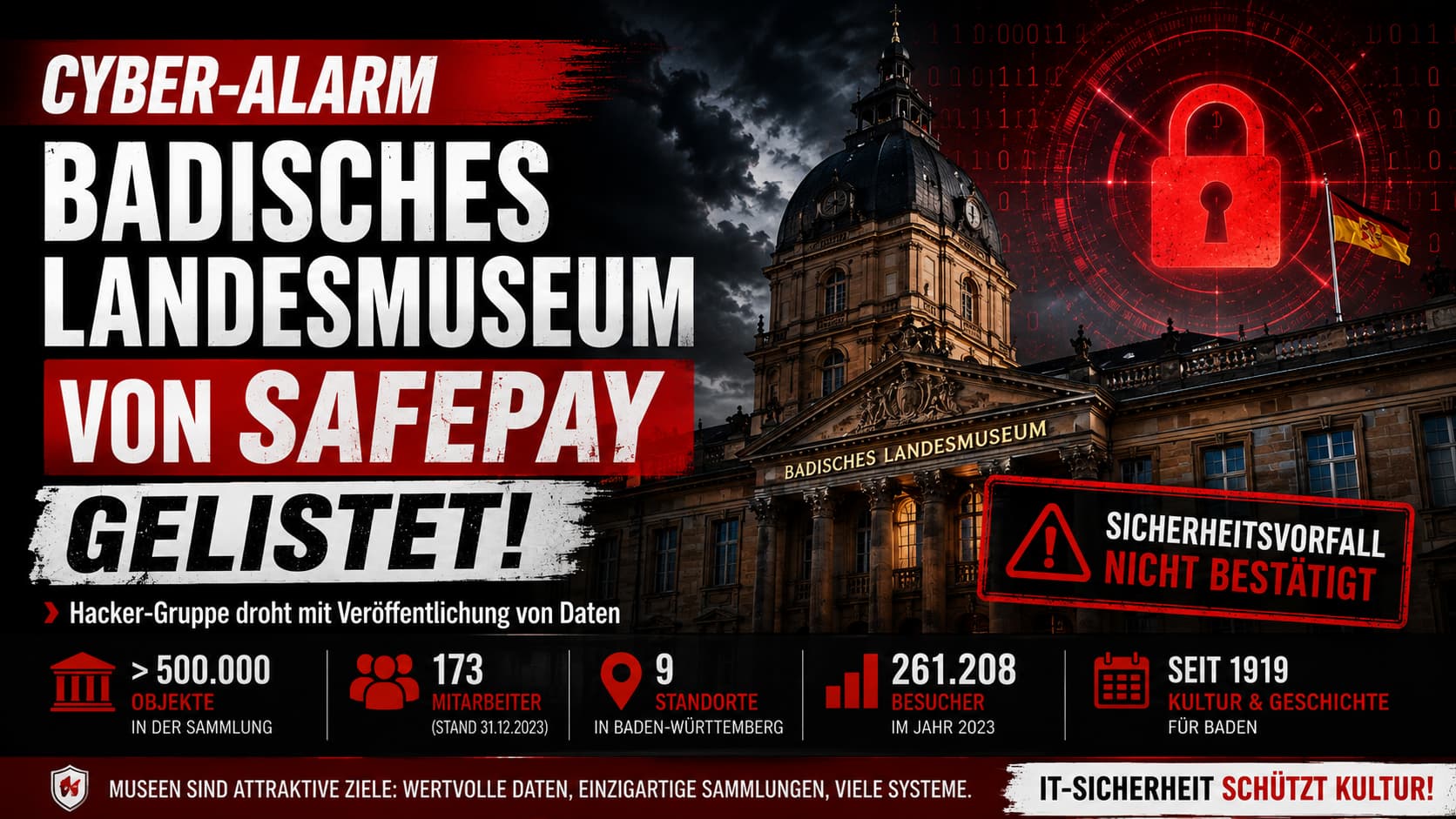 SafePay listet Badisches Landesmuseum: Ransomware-Verdacht bei bedeutender Kulturinstitution