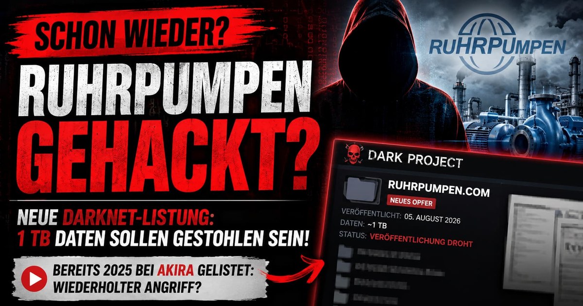 Ruhrpumpen gehackt? „Dark Project“ behauptet Diebstahl von rund 1 TB Unternehmensdaten
