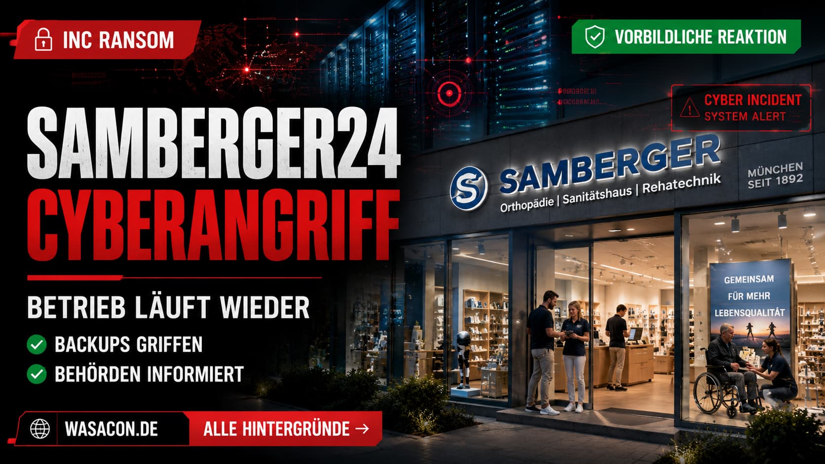 Samberger24 Cyberangriff – Inc Ransom Darknet-Listing, Backups griffen, Behörden informiert, Betrieb läuft wieder (unbestätigte Täter-Behauptung zum Datenabfluss)